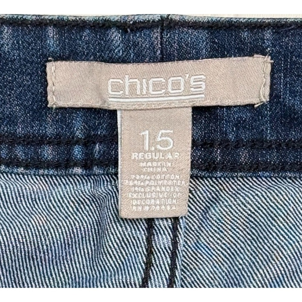 Chico's Jeans Womens Size 1.5 Regular Straight Leg Dark Wash Stretch Denim - Picture 7 of 16